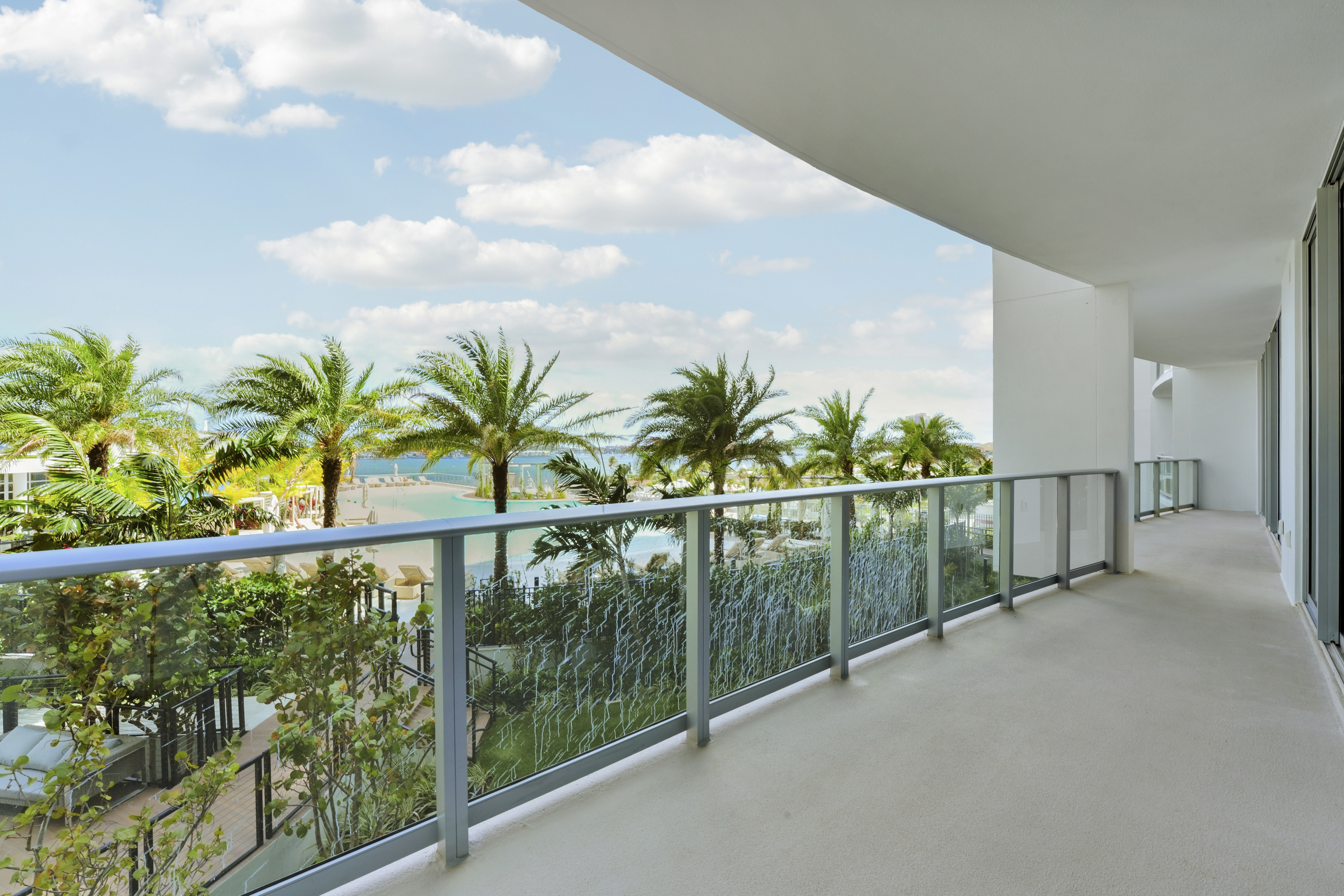 Private terrace of Executive 704 overlooking the resort deck and Intracoastal